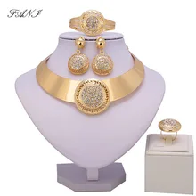 Fani Dubai Oro Africano Sistemas de La Joyería de Moda Al Por Mayor Color de Cristal Marca de Joyería Set Mujeres cliente nigeriano boda Joyería