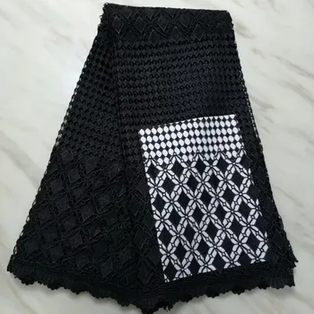 

African lace fabric 5yds/pce dhl black swiss voile cotton guipure fabrics women gorgeous luxury party event dress 2019 new
