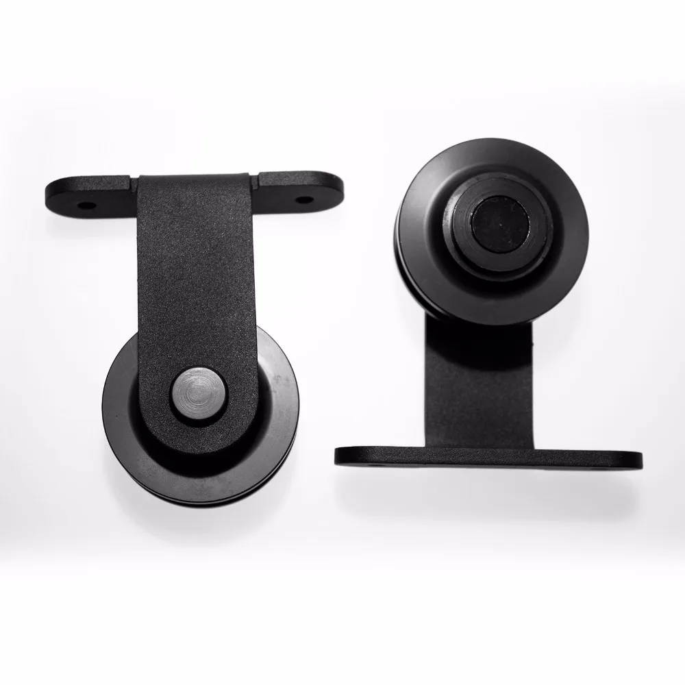 LWZH 7ft 9ft النمط الأمريكي خشبي انزلاق باب الحظيرة DIY مجموعة أدوات الأسود الصلب T على شكل مسار الأسطوانة الأجهزة باب واحد