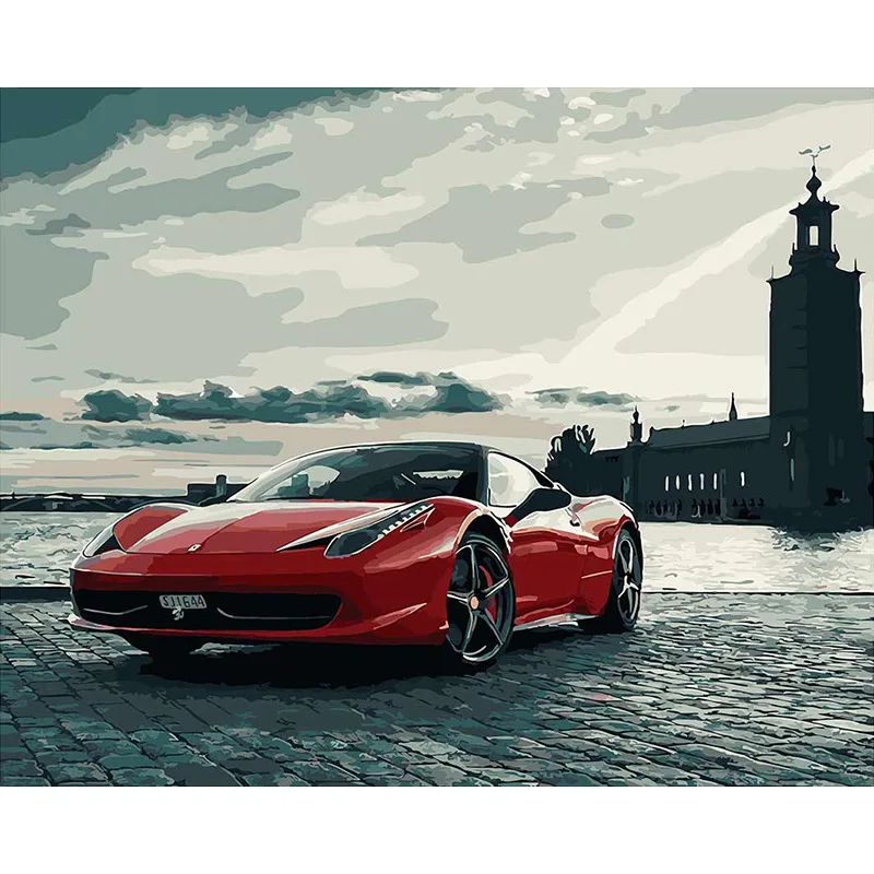 RED FERRARI SPORTS CAR CANVAS PICTURE PRINT WALL ART HOME DECOR FREE DELIVERY