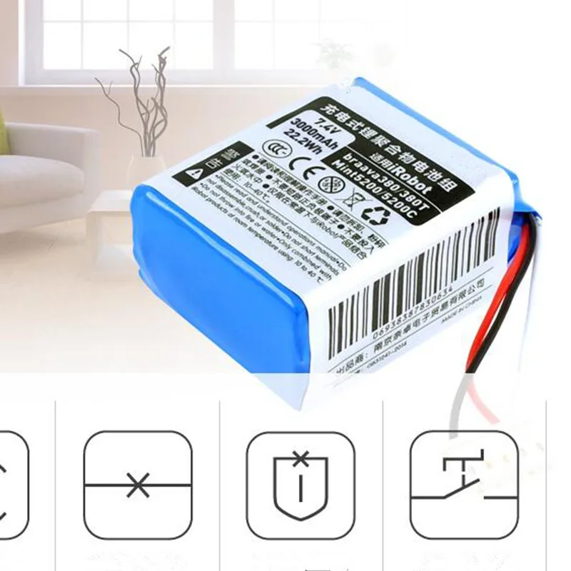 7 2 В 4 А · ч Φ для IRobot Braava 380 380T Mint 5200 5200B 5200C пылесос робот уборщик|Перезаряжаемые