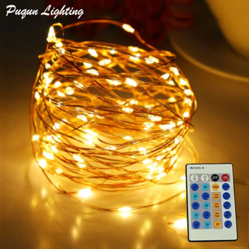 

IR Remote Control 30m 300 LED Outdoor Christmas Fairy Lights Warm White Copper Wire LED String Lights Starry Light+Power Adapter