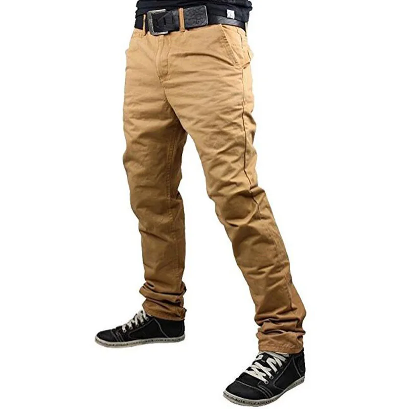 Новое поступление, мужские повседневные деловые брюки, Стрейчевые брюки, прямые брюки, черные, темно-синие, хаки, Дизайнерские повседневные мужские брюки - Цвет: Хаки