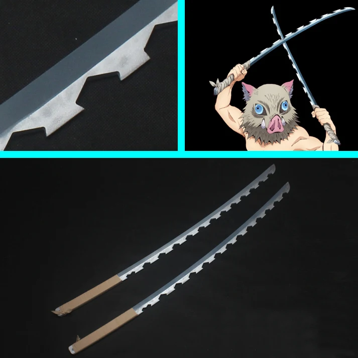 Kimetsu no Yaiba Inosuke Hashibira Nichirin Blades реквизит для косплея|Реквизит костюмов| |