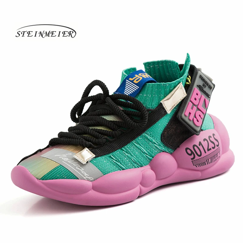 

2019 Woman Summer New Clunky Sneaker Women Shoes Spring Flying Weaving Breathable Reflective Thick Bottom Leisure Shoe Shoes