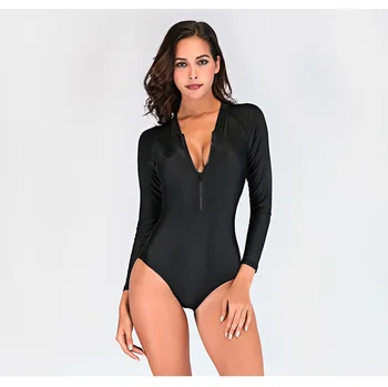 

Sbart Women's One-Piece Swimsuit With Breast Padding Got-Up Gigure Conservative Comfortable Wetuit With Long Sleeves
