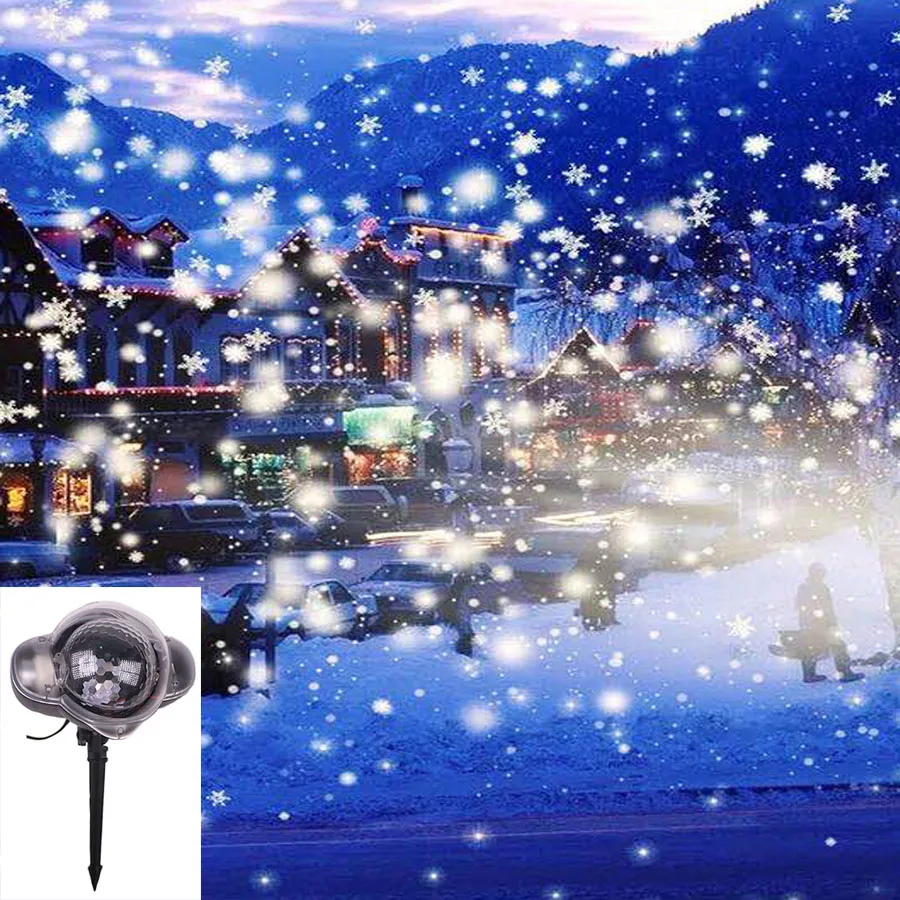 

Thrisdar new mini snow light waterproof white snow light outdoor lawn decoration Christmas projection lamp led stage light