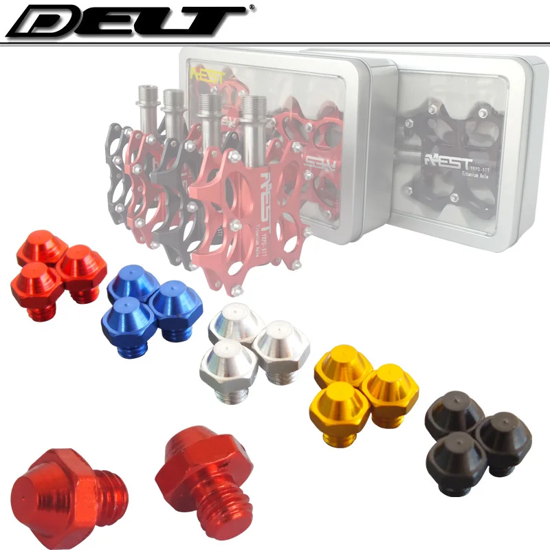 

M4*4mm MTB Road Mountain Cycling bike bicycle Pedal screw Skid-proof Platform bolts nut Alloy red blue black silver gold