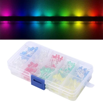 

300Pcs LED Diode Kit Ultra Bright White Yellow Red Blue Green Kit Set Bulb Lamp