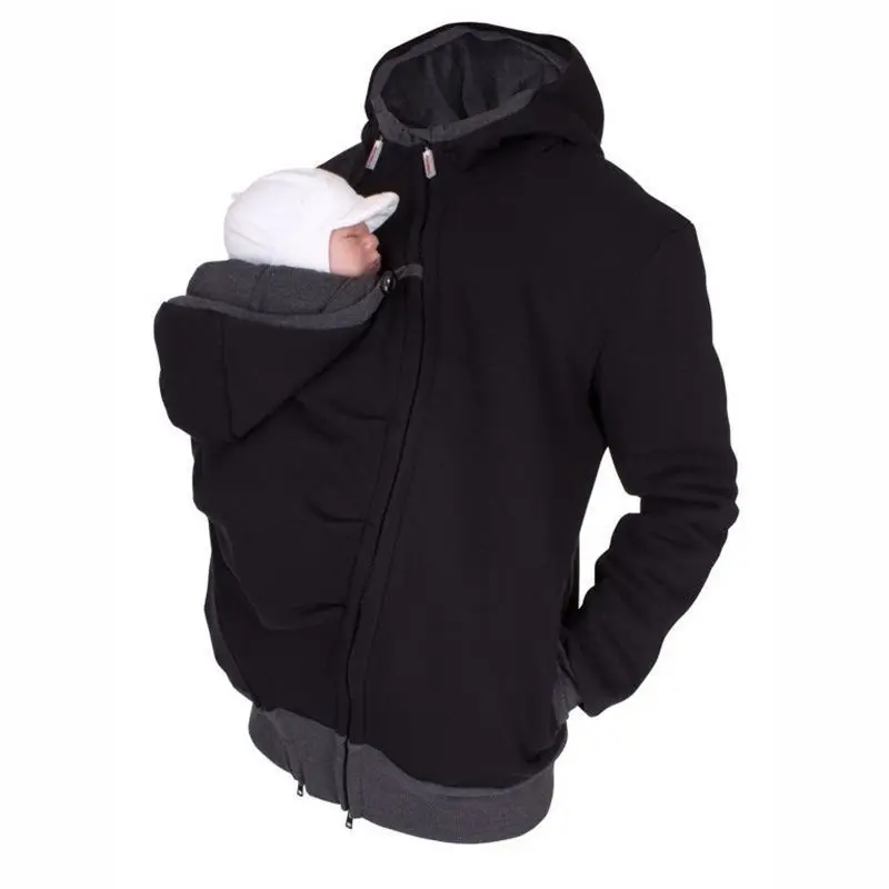 Hoodies Dad Winter Kangaroo Baby Carrier Zipper Coat Sweatshirts For Father Babywearing Jacket Multifunctional Kangaroo Clothes