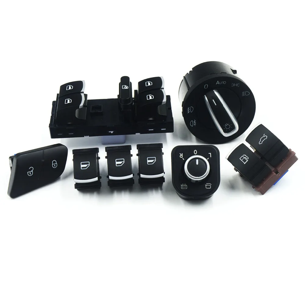 

8pcs/lot Window Headlight Auto Mirror Tailgate Fuel Door Switch Button For VW Passat B6 Tiguan 3C0962125B 5ND959565A 5ND941431B