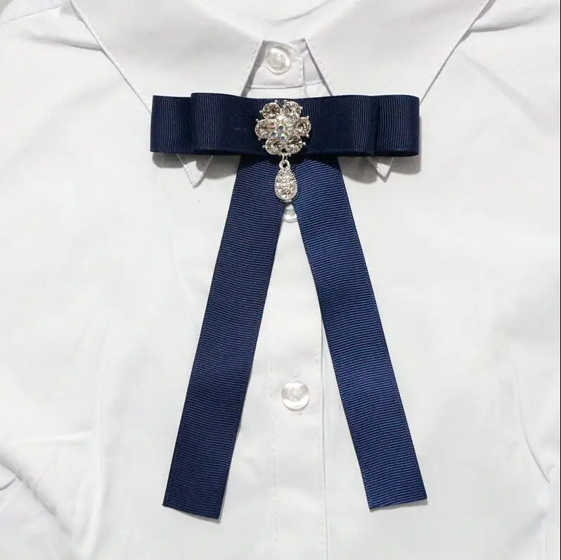 navy blue 19 цветов, бант, бант, лента, бант, брошь, воротник, аксессуары для галстуков, длинная игла, брошь, ткань, искусство, платья, костюм, бабочка для женщин - Окраска металла: navy blue