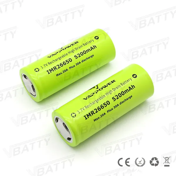 Vappower IMR 26650 5200mah 20A 3