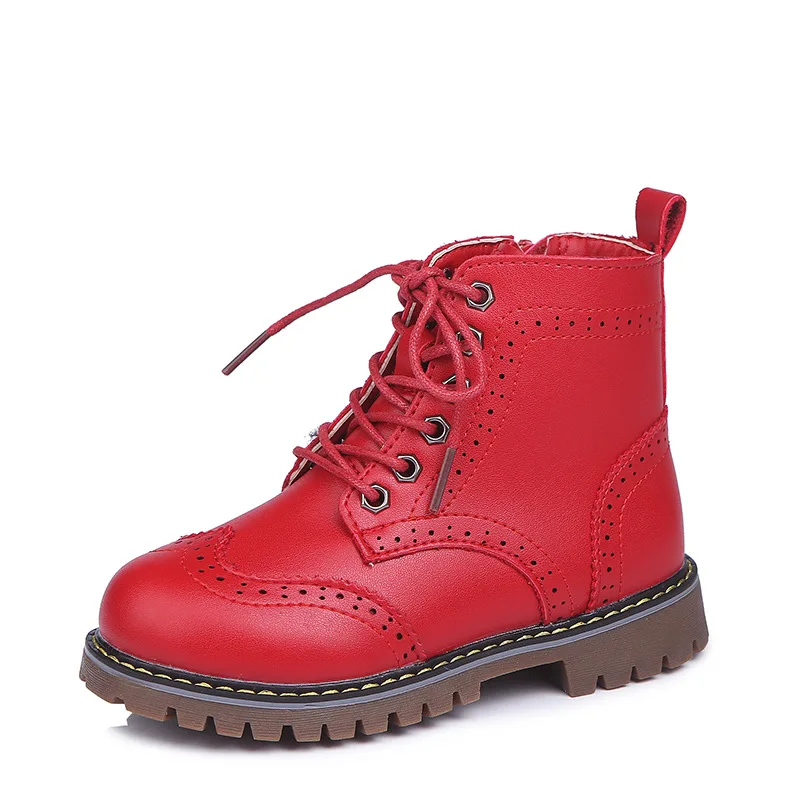 

2018 Girl Winter Martin child warm boots for kids toddler boy snow boots shoe for kids boy boots Fashion Non-slip Leather black