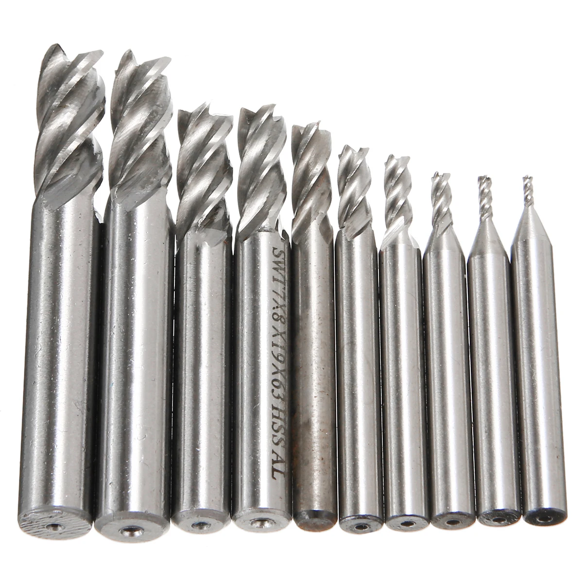 10Pcs 4 Flute End Mill 1.5/2/3/4/5/6/7/8/9/10mm High Speed Steel Straight Shank End Milling CNC Cutter Drill Bit Cutting Tool