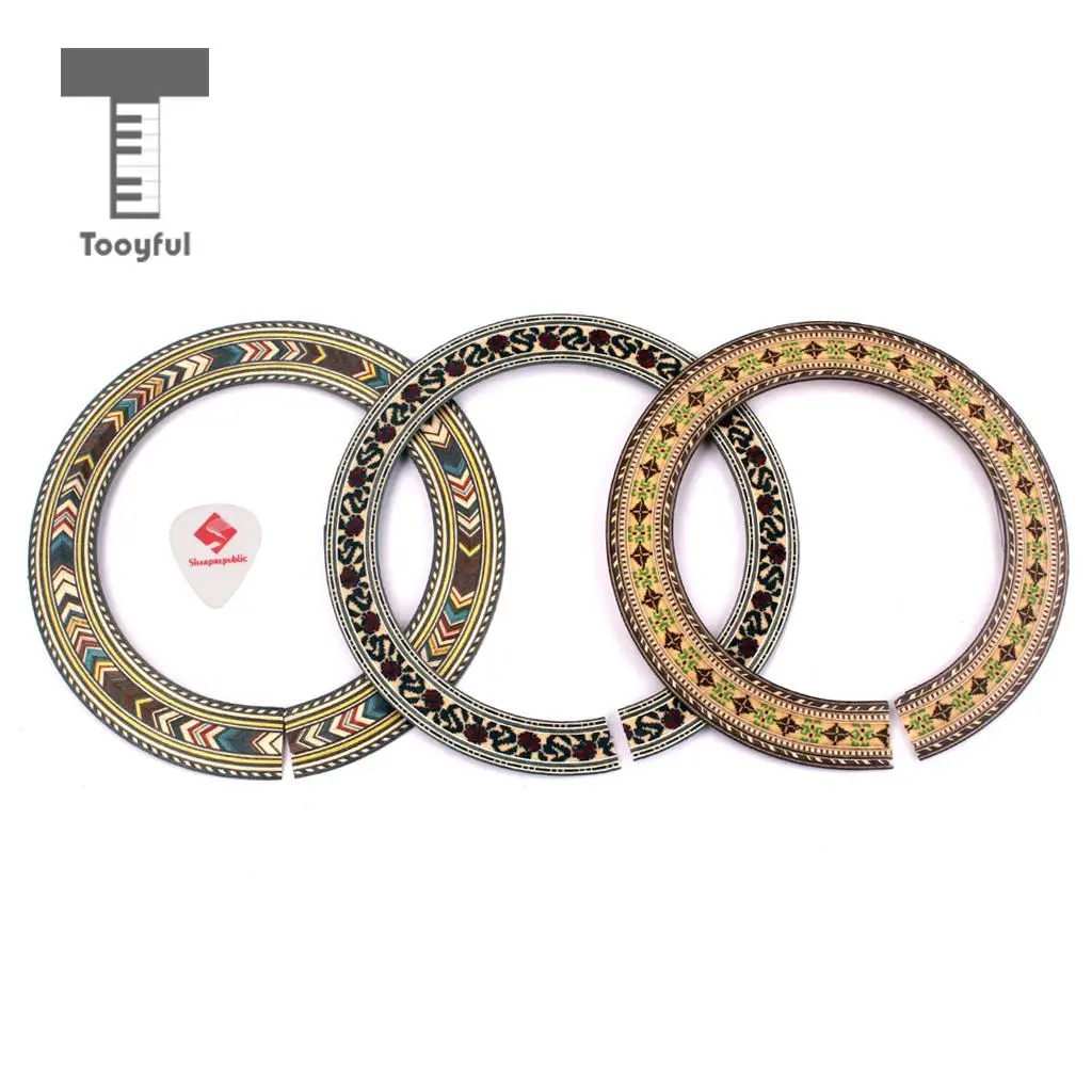 Tooyful 3Pcs Rosewood Acoustic Classical Guitar Soundhole Rosette Inlay Guitar Sound Hole DIY Luthier Tool Decoration