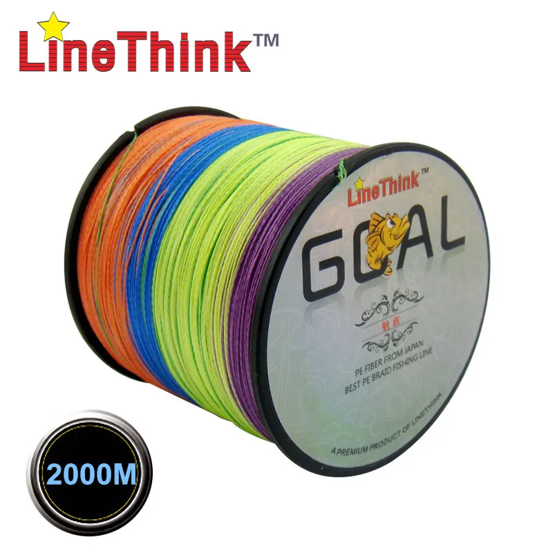 2000 متر هدف linethink العلامة التجارية أفضل نوعية multifilament 100% pe مضفر الصيد خط الصيد جديلة الشحن مجانا
