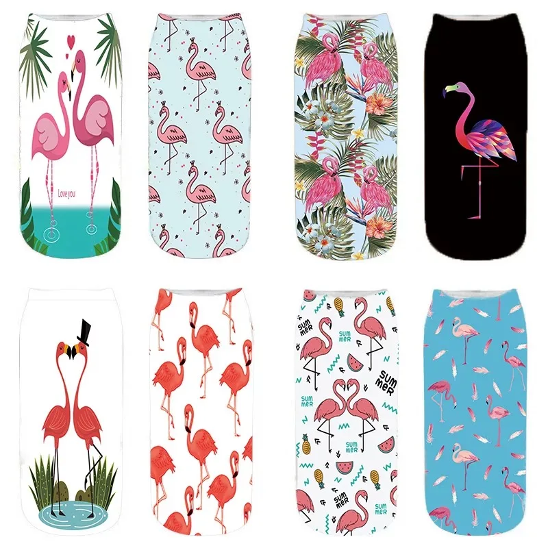 

Flamingo 3D Digital Printing Socks Short Cylinder Printing Female Socks Cotton
