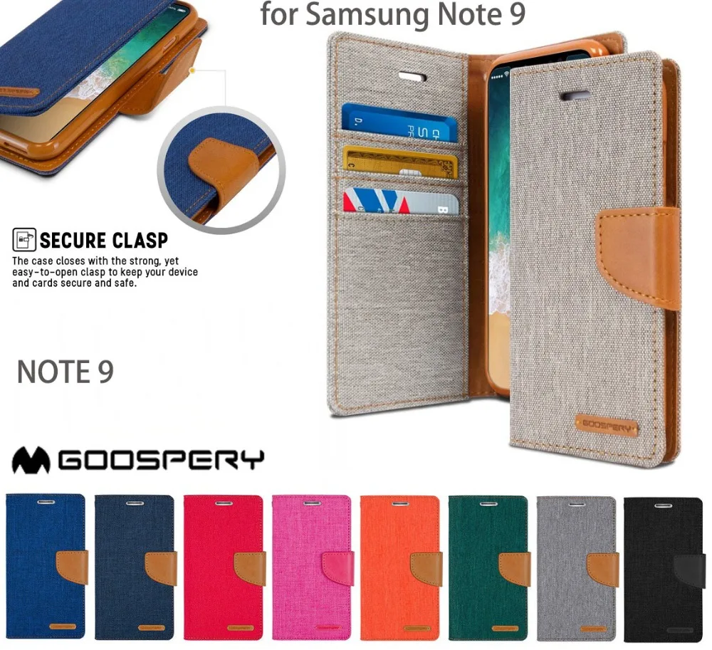 

Original Mercury Goospery Canvas Diary Wallet Flip Cover Case For Samsung Galaxy Note 9