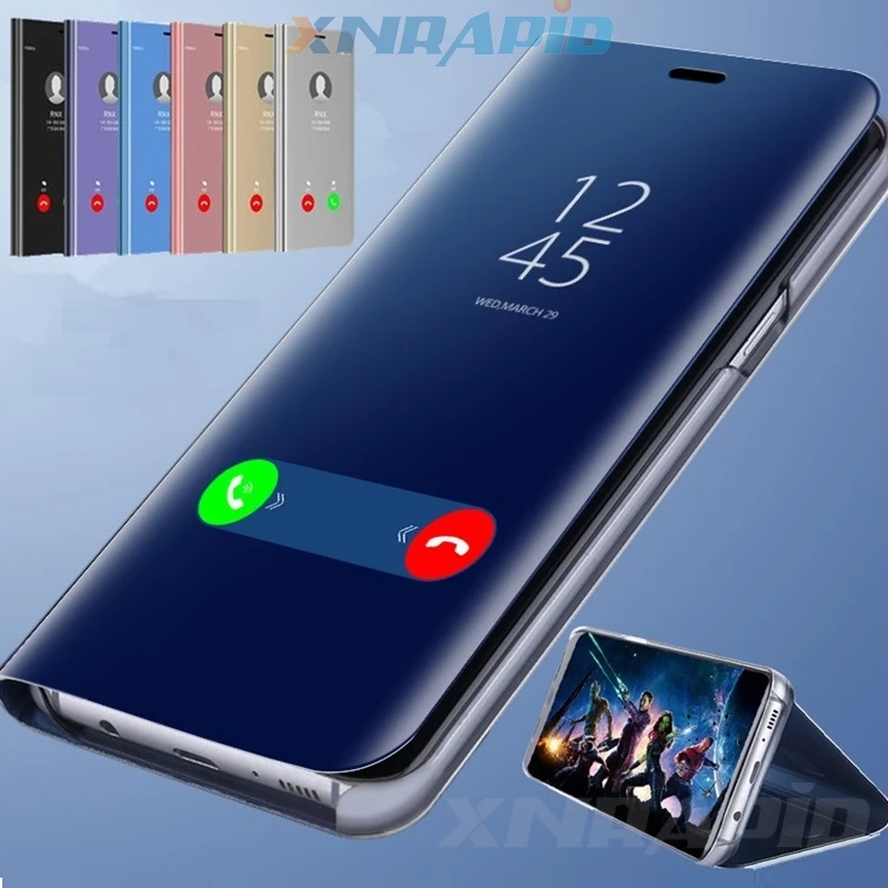 

For Huawei honor 8X Max 8C 8A 8S honor 10 case clamshell smart mirror case For honor v10 V20 leather standing phone case