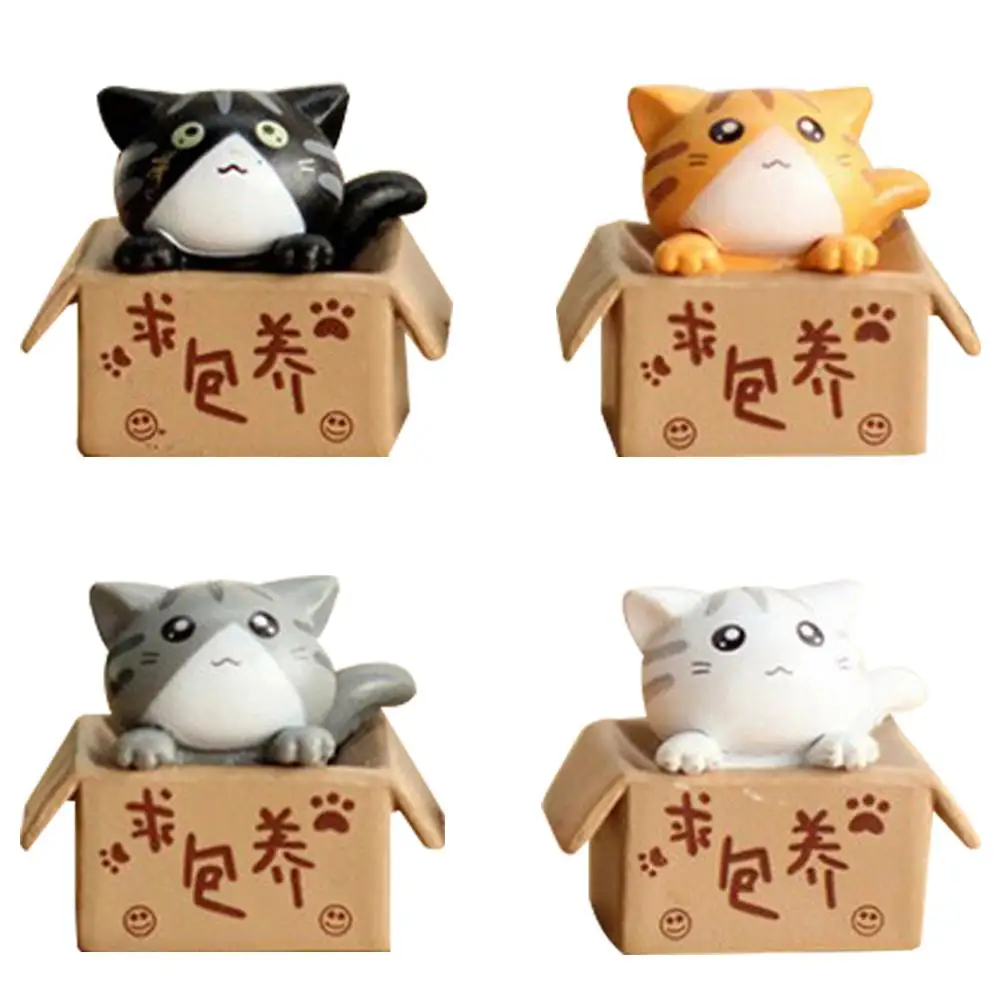 

Miniature Cat Lovely Box Cartoon Cat Miniature Landscape Decor Bonsai Resin Crafts Ornament