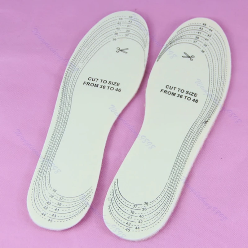 

1 Pair Warm Comfortable Sheepskin Insoles Replacement Cut-to-Fit Size 36-45