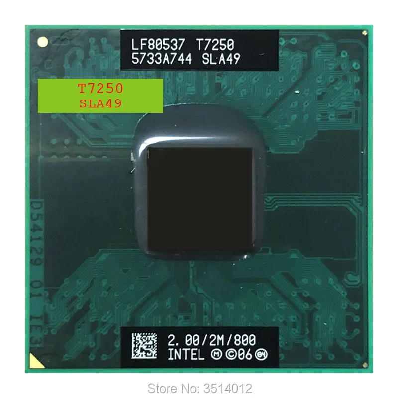 Двухъядерный процессор Intel Core 2 Duo T7250 SLA49 SLAXH 2,0 GHz двухъядерный двухпотоковый процессор 2M 35W Socket P