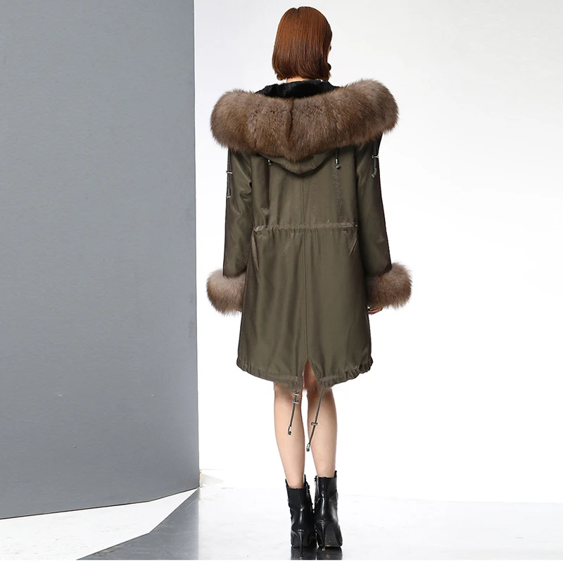 CKMORLS 2018 New Real Fur Parka Coat Women Winter Jackets With Big Fox Fur Collar High Street Slim Parkas Long 90cm Fur Jackets