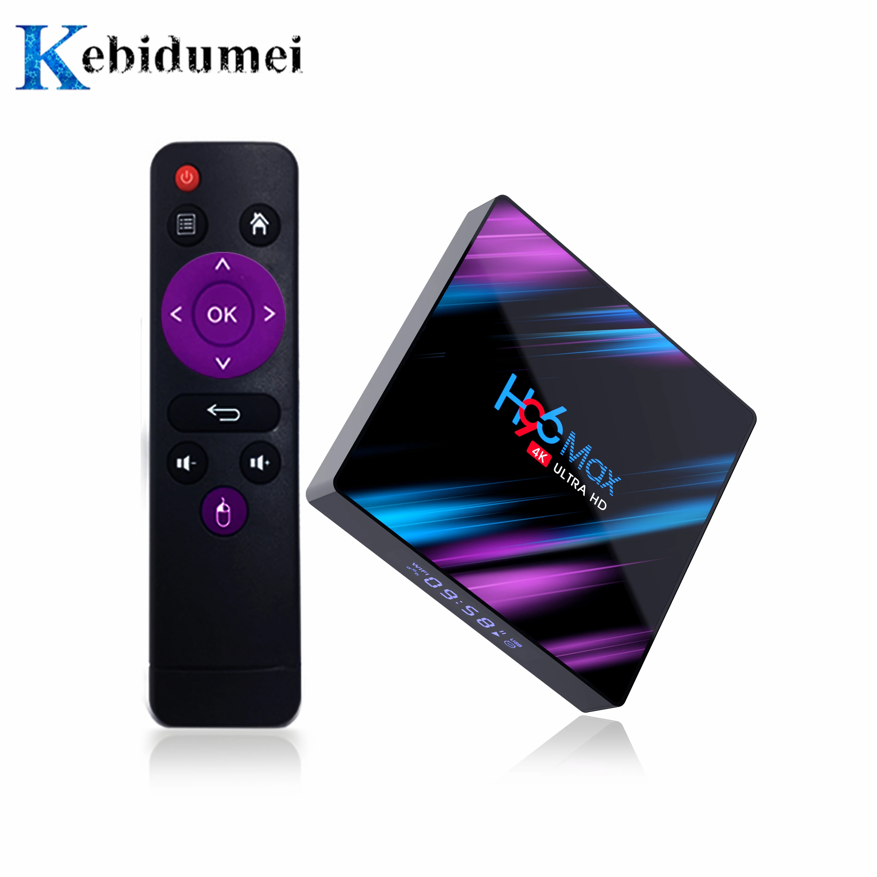 Kebidumei H96 MAX Android 9,0 ТВ-бокс на Rockchip RK3318 4 Гб ОЗУ 64 Гб H.265 4 K голосовой помощник потокового медиаплеера