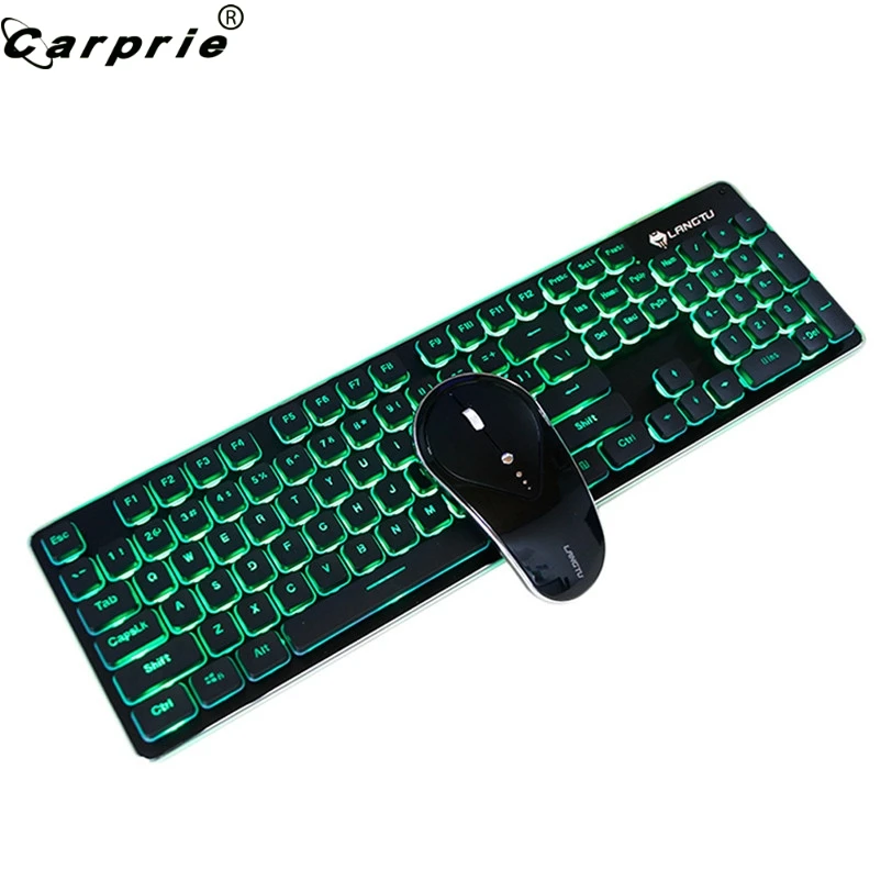 CARPRIE 2,4G Беспроводная перезаряжаемая светодиодный клавиатура с подсветкой Silient USB эргономичная игровая клавиатура мышь наборы 90702
