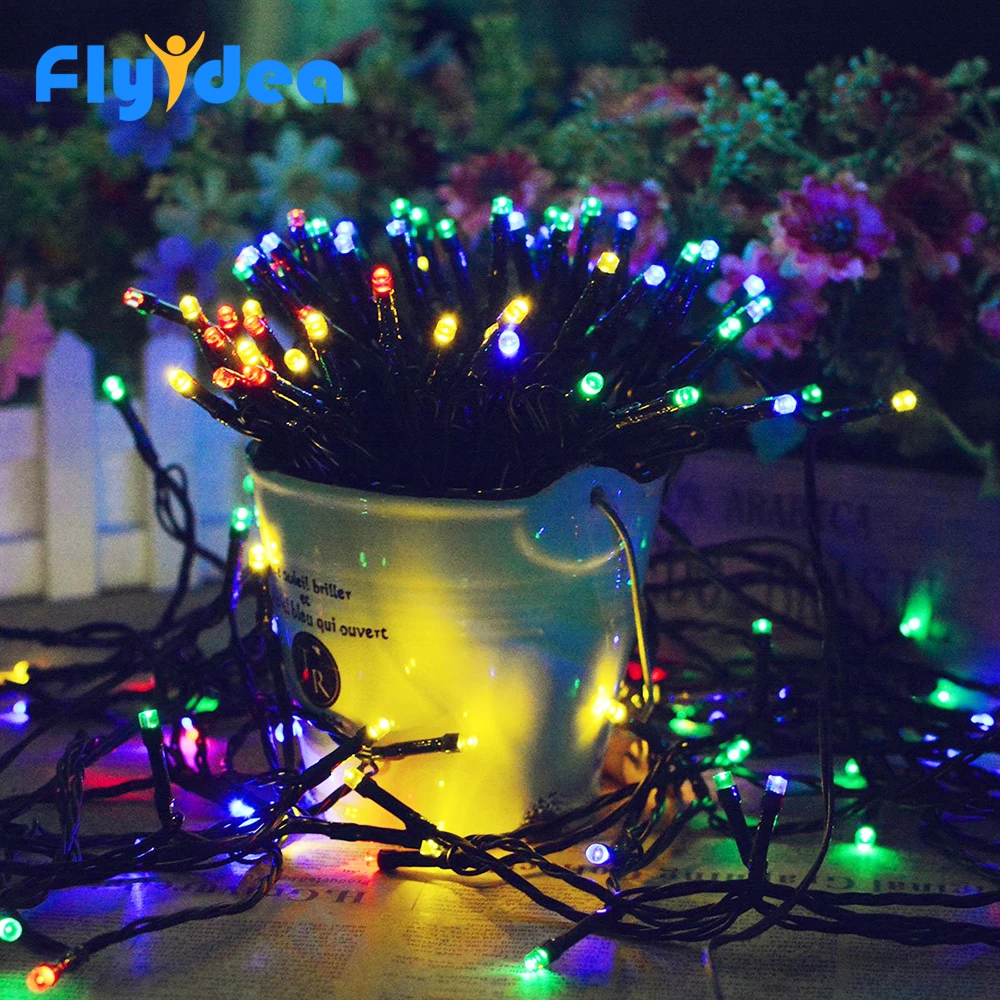 

8/12/22M Solar battery Light string New Year Flexible LED fairy Multicolor Line light garland Decoration Christmas tree ornament