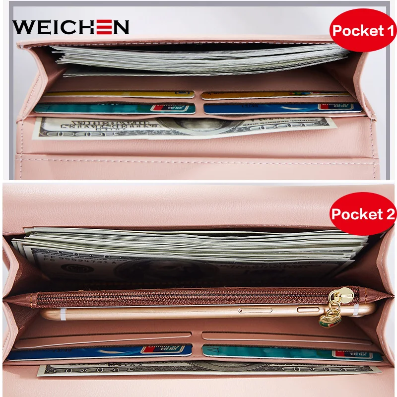 WEICHEN Длинные кошельки НОВЫЕ геометрические женские сумки бумажник сцепления для