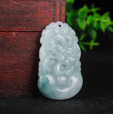 

Natural jadeite Chinese zodiac pendant Zodiac dragon Yu pei necklace pendant for women and men Send a certificate
