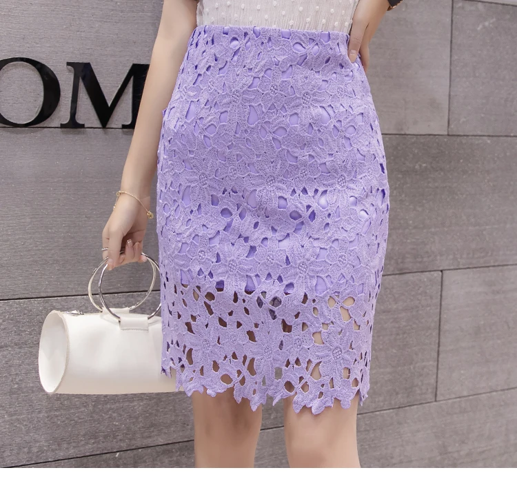 LUKAXSIKAX Новая Летняя женская юбка, высокое качество, открытая кружевная юбка, корейский стиль, высокая талия, тонкая мини-юбка-карандаш