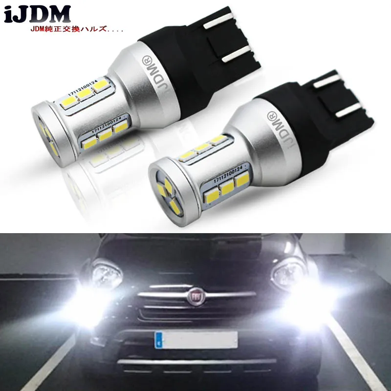 IJDM 7443 светодиодный CANBUS без ошибок T20 W21W светильник для 2009 2016 Fiat 500 дневные ходовые