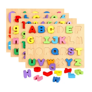 

Baby Kids Wooden Learning Letter Digital Geometry Educational Toys Puzzle Children Early Learning 3D Shapes Wood Jigsaw Puzzles