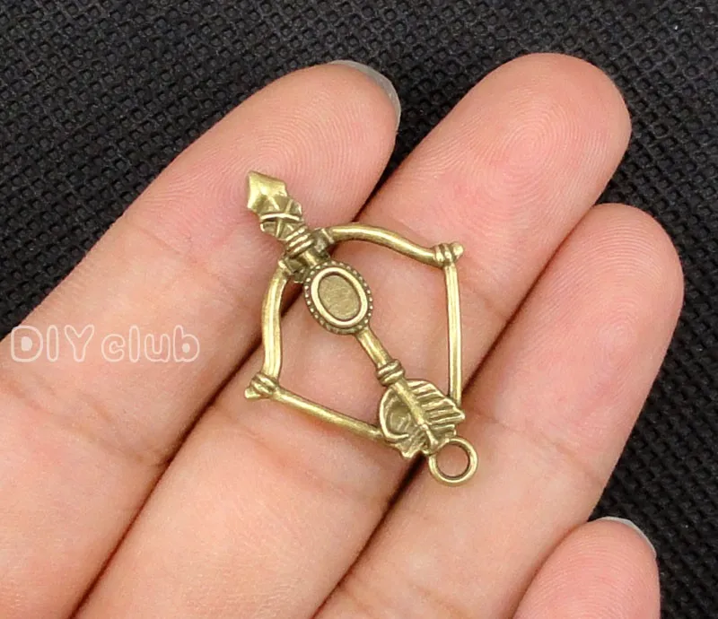 60pcs Antique серебро/бронза лук и стрелы украшения кулон подвески арбалет 34x24 мм|Шармы|