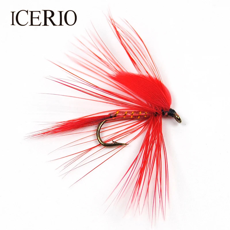 ICERIO 6 шт. красное крыло Ибис может лететь для ловли форели сухие мухи#12