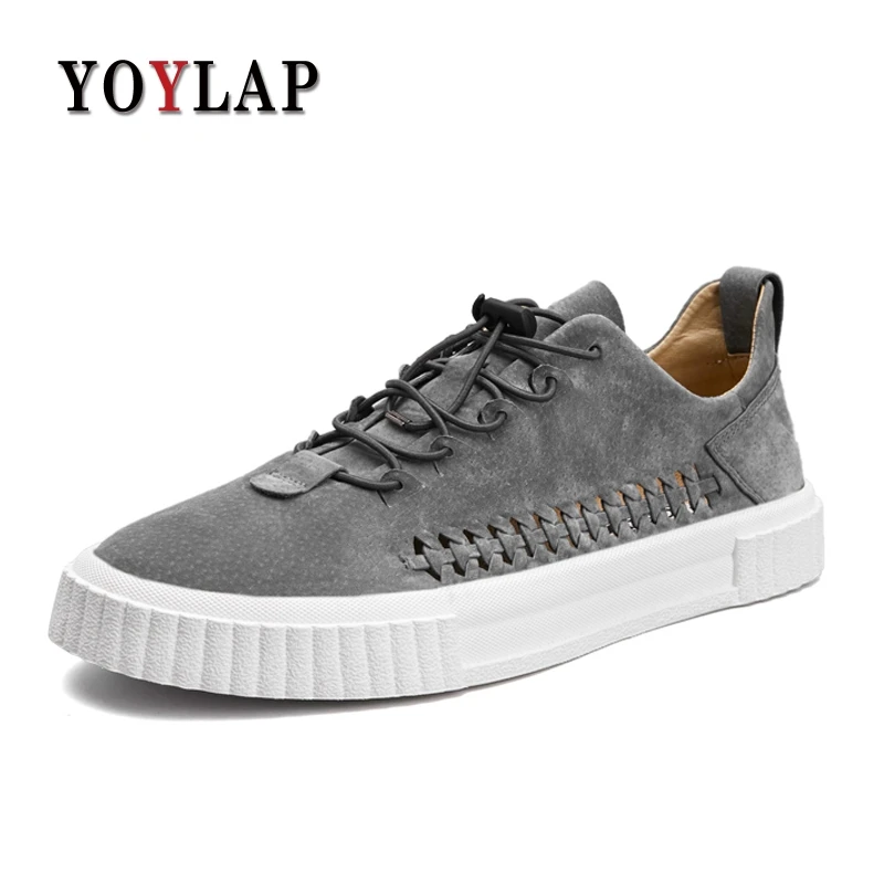 

YOYLAP Men's Leather Shoes Slip on 2018 Spring Summer Casual Footwear Male Genuine Leather Boat Shoe Fashion Loafers