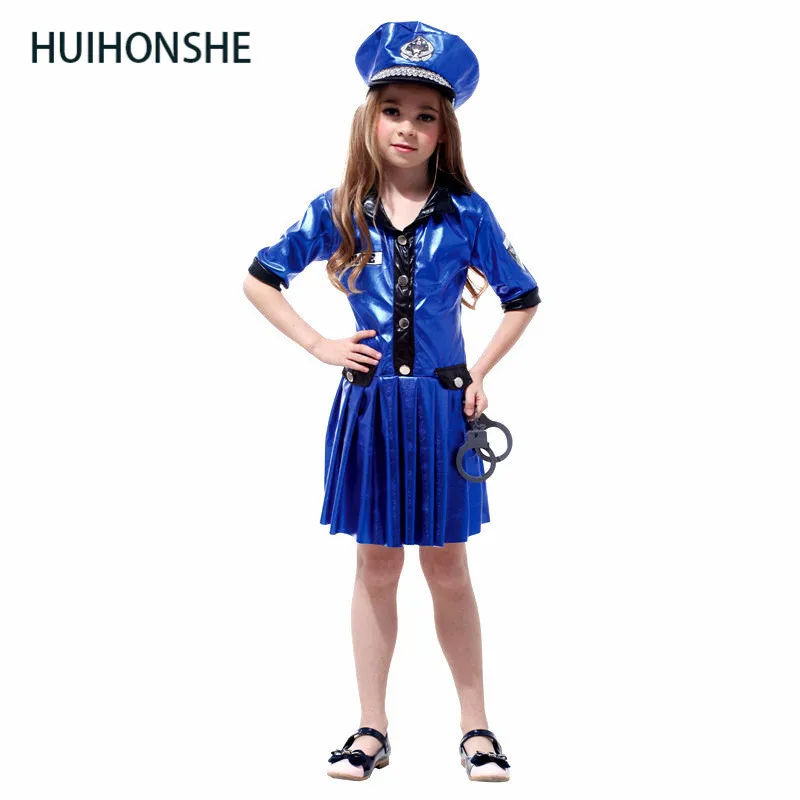 

Kids Police Costume Policewoman Costume For Girls Fantasia Infantil Halloween Fancy Costume Girls Police clothes No Handcuffs