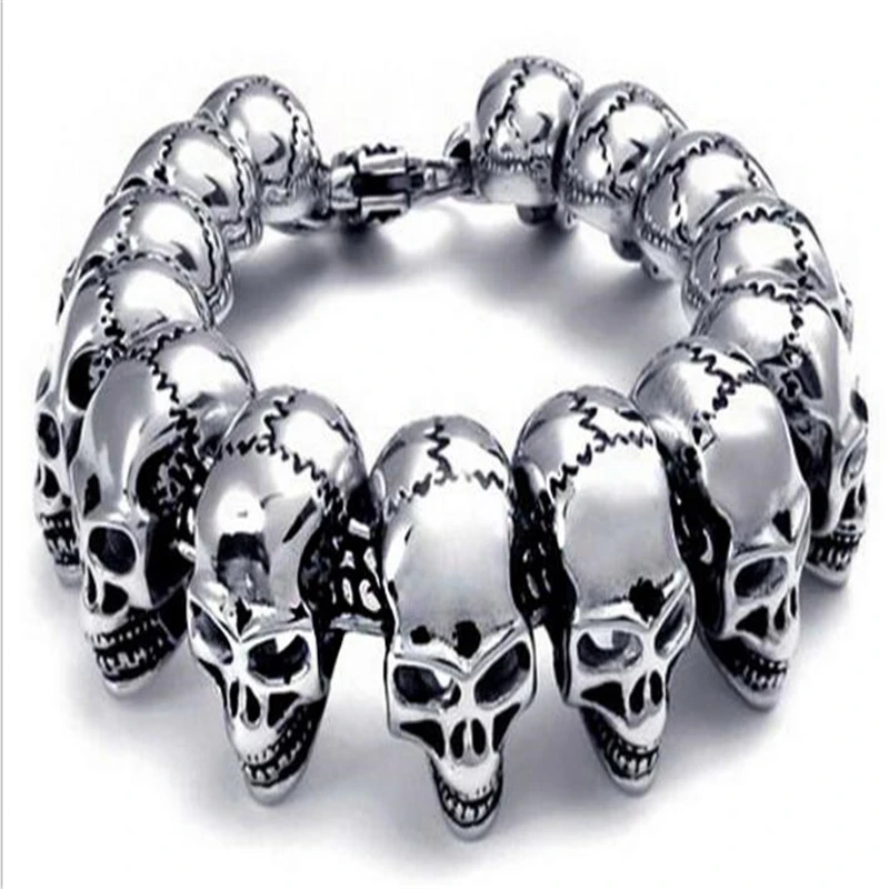 2017 Titanium stainless steel Full Skull Head New wholesale skull men