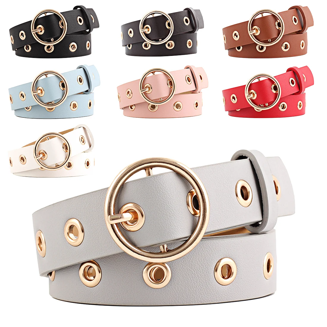 New Women Fashion Belt Round Metal Circle Belts Hot Brand for Female
