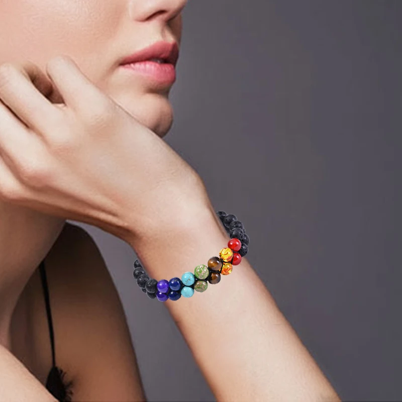 

HIYONG Fashion Adjustable Bracelet Beads Natural Stone Bracelet Men Women Beads Bracelet Female 7 Chakra Bangles 7.5-11.8 inch