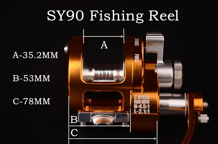Cheio de Metal Carretel de Pesca Única e Dupla Profundo Pesca Corrico Barco Jigging Max Arraste 30 kg Relação Engrenagem Selecionável Sy70 - 90 Mar 18 Carretilhas de pesca
