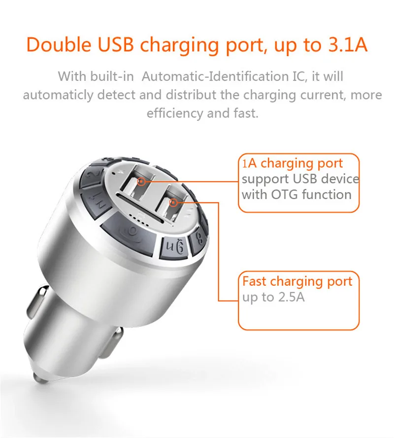 FM Transmitter Aux Modulator Bluetooth Handsfree Car Kit Car Audio MP3 Player with 3.1A Quick Charge Dual USB Car Charger (8)