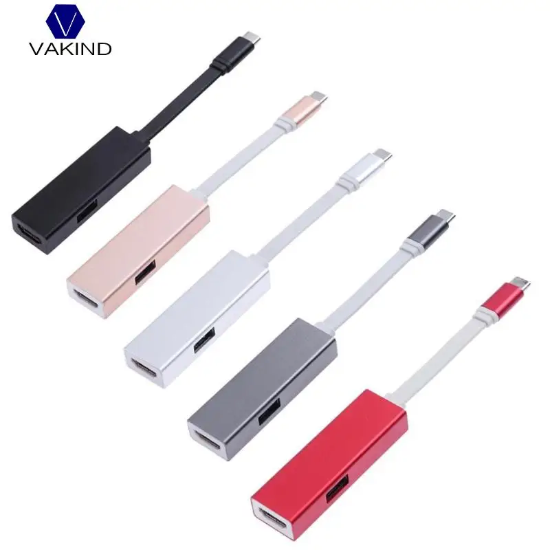 

2019 1pcs Type-C to USB3.0 + HDMI1.4 + USB-C 3 Ports Male To Female HUB Converter Adapter For Macbook PC