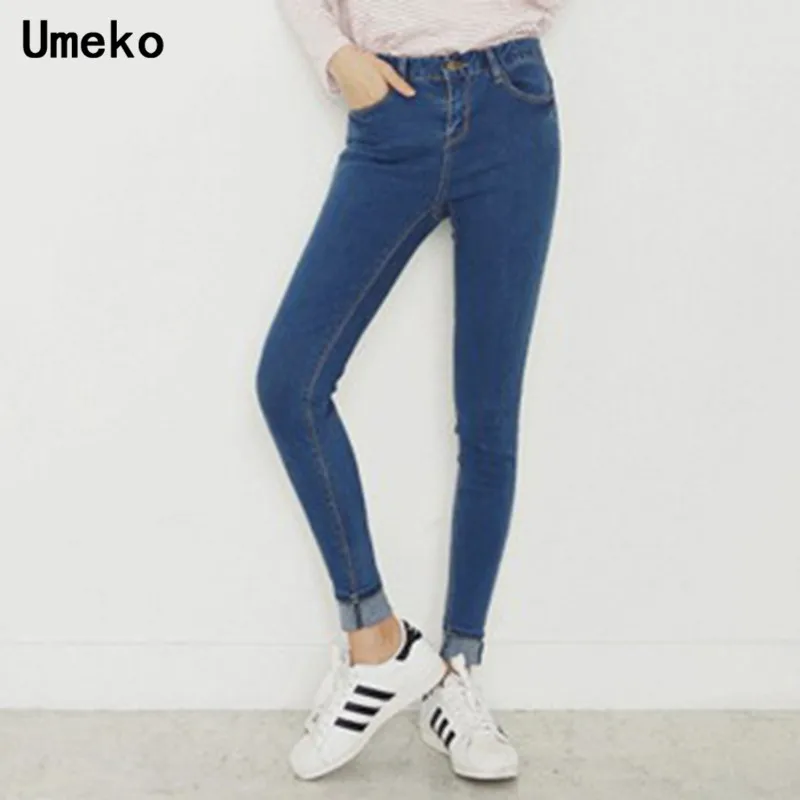 UMEKO размера плюс женские обтягивающие джинсы с высокой талией женские джинсовые штаны уличная одежда 5XL синие женские джинсы корейский стиль Новинка