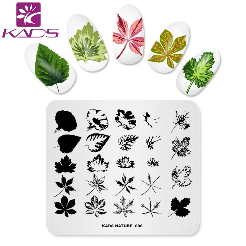 KADS природа 006 накладные листья Indus Кленовая маникюрная пластина Шаблон трафарет