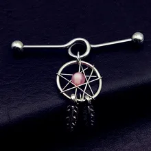 1 шт., высокое качество, модные серьги в стиле Ловец снов, нержавеющая сталь 316L, промышленный пирсинг, штанга, хрящи, трагус, ювелирные изделия для тела
