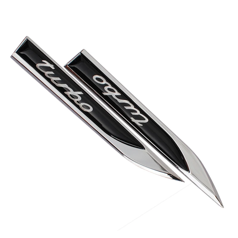 2pcs Side Wing Metal Turbo Logo Blade Fender 3D Stickers Emblem Decal motorcycle car styling Auto Accessories | Автомобили и